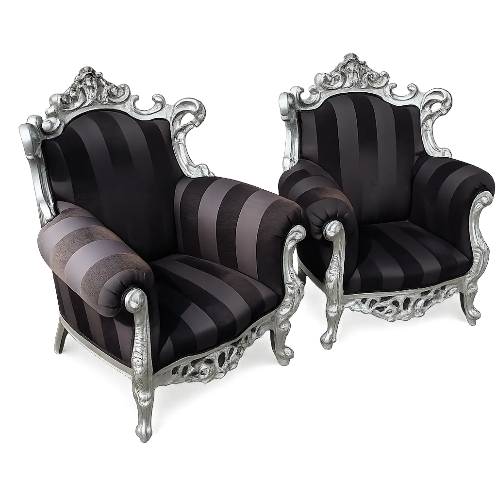 A Pair Of Vintage Armchairs, 1980s, Lacquered Wood And Fabric