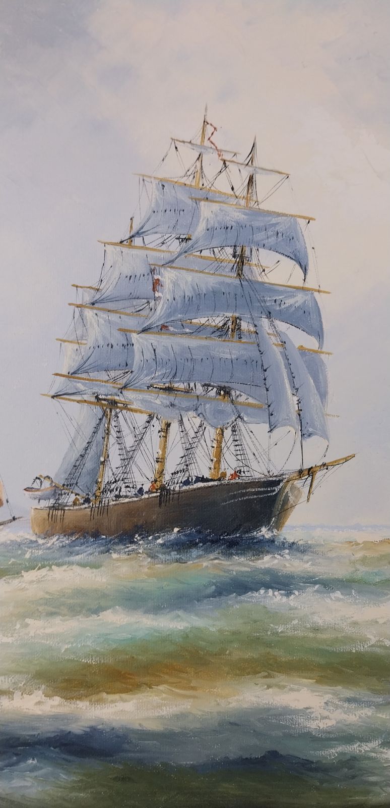 Seascape Oil On Canvass Tall Ships Marine Picture By Ken Hammond photo for sale
