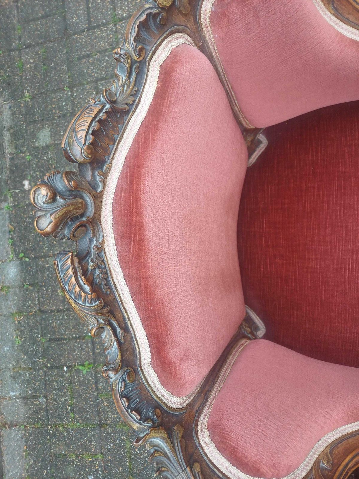 675.0 Pair Of Ornate Victorian Rococo Armchairs Mahogany French Style Gold Gilt Upholstery Free Hand Delivery photo