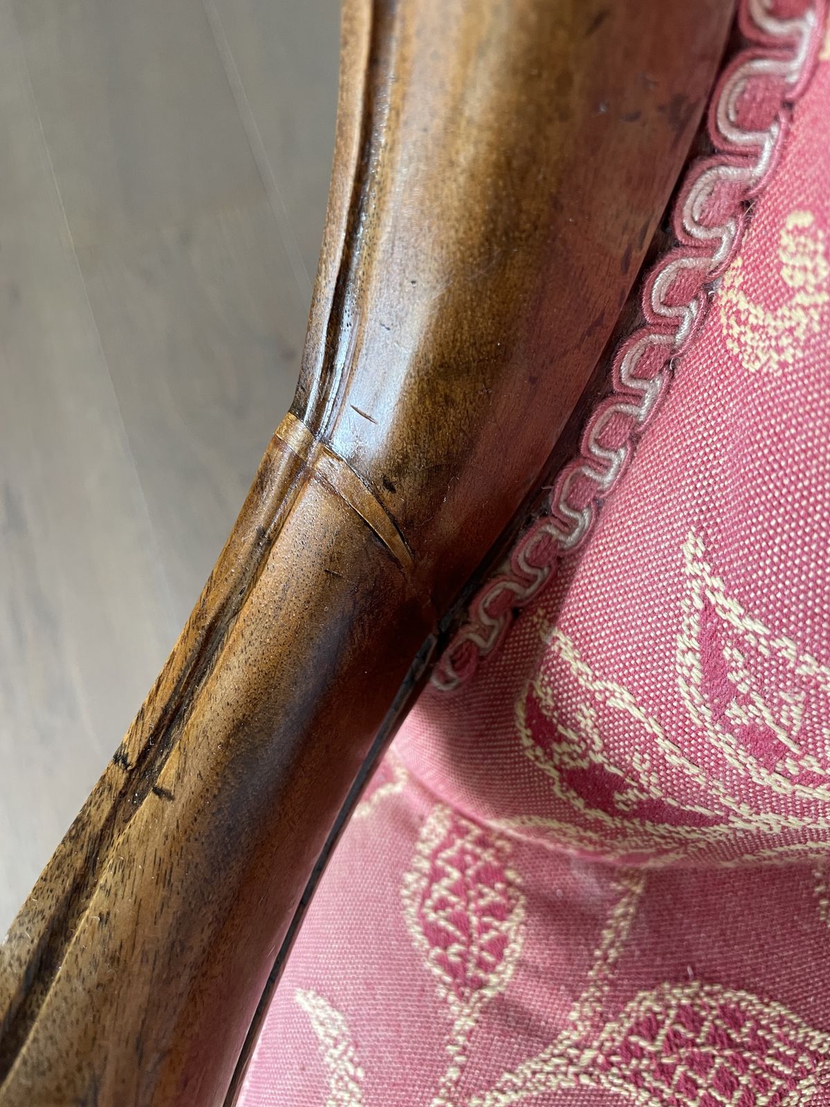 photo for sale Victorian Deeply Carved Mahogany Armchair   Reupholstered
