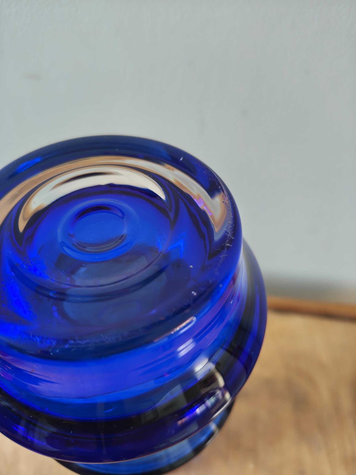 Riihimaen Lasi Oy Riihimaki Tamara Aladin Reimari Blue Glass Vase Riihimäen 10inch 25cm Cobalt Blue Mid Century Modern photo furniture