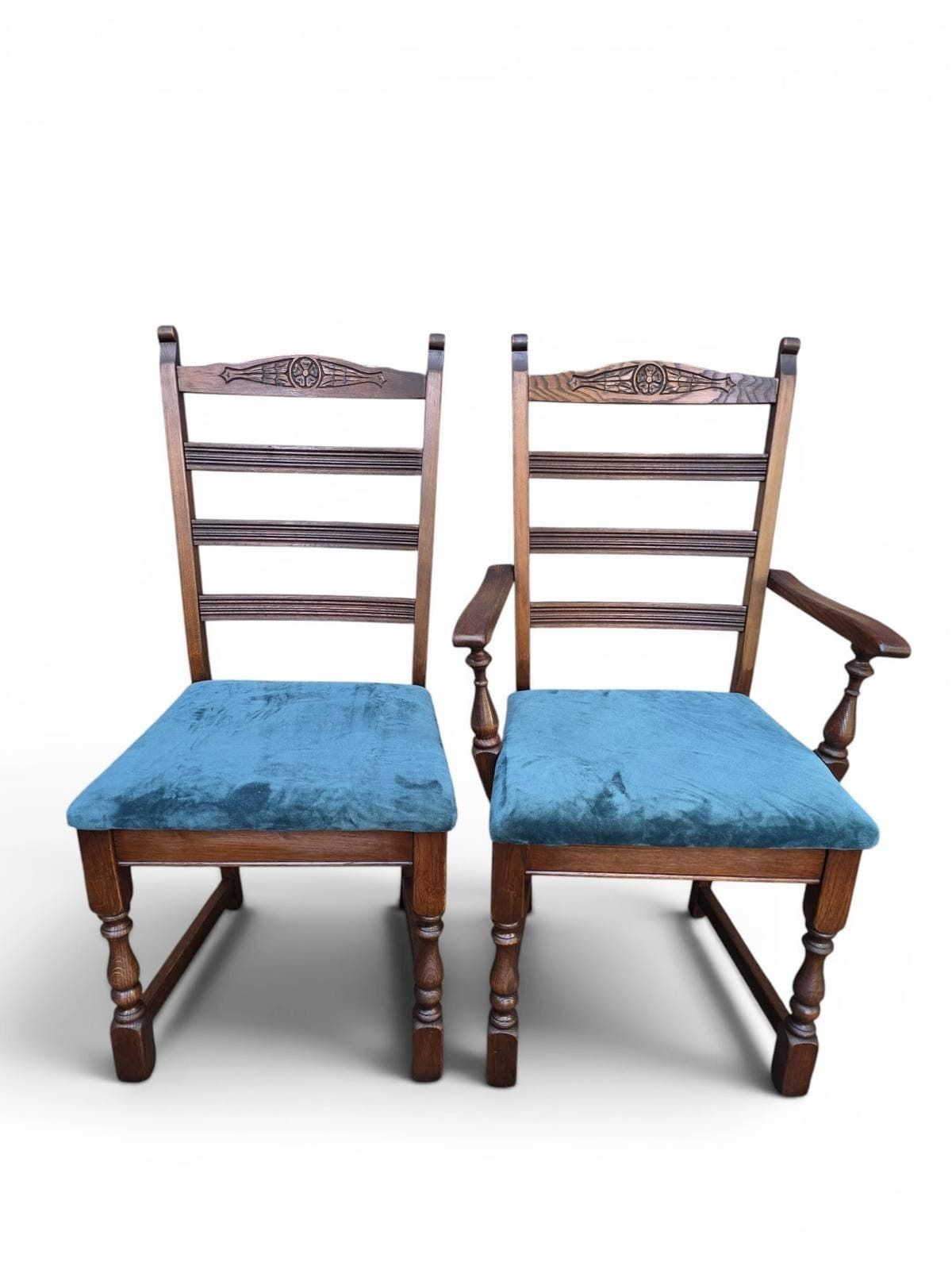 Vintage Old Charm Wood Bros / Dining Chairs / Set Of 4 / 1970s photo 400.0