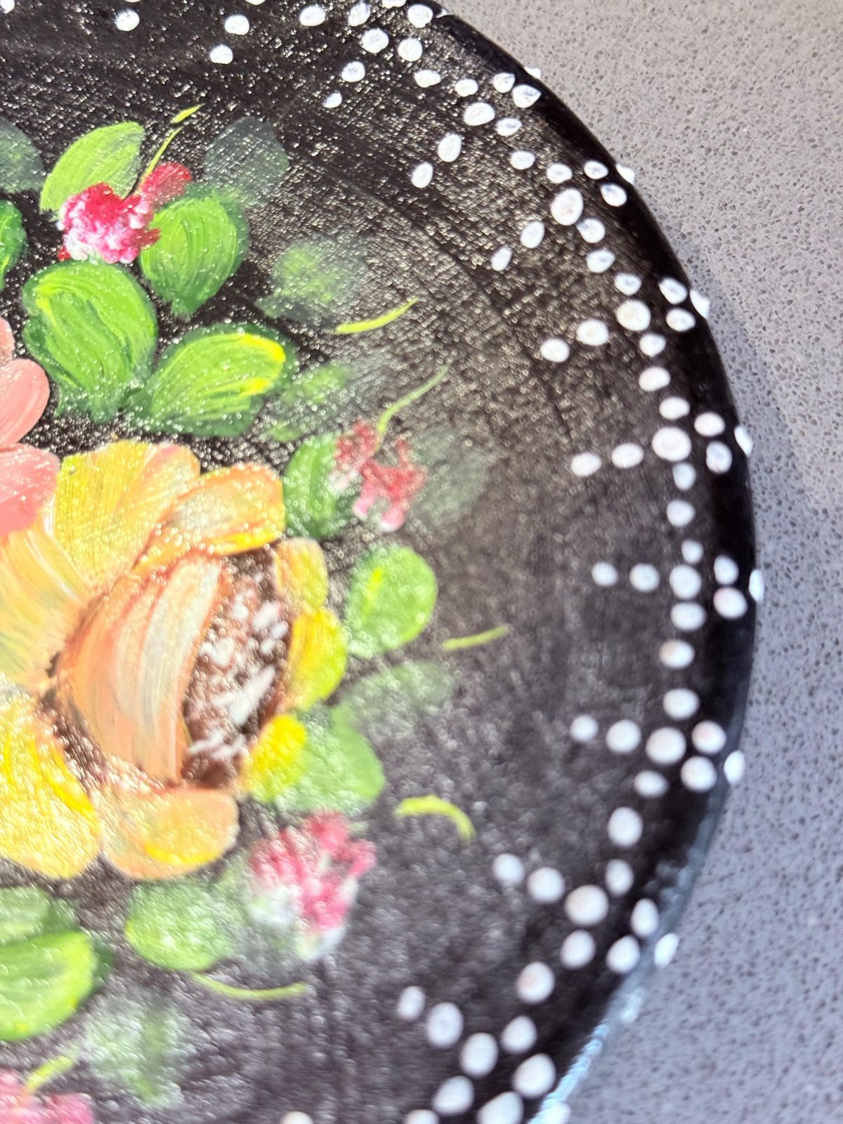 Home Decor Set Of 3 Hand Painted Folk Art Decorative Plates With Floral & Bird Motifs Home photo