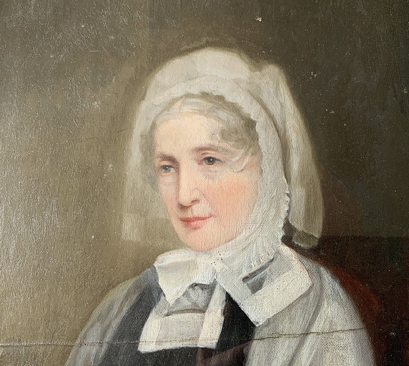 Oil Portrait Painting 19th Century Victorian Lady Wearing A Bonnet, Ebony Framed photo 240.0