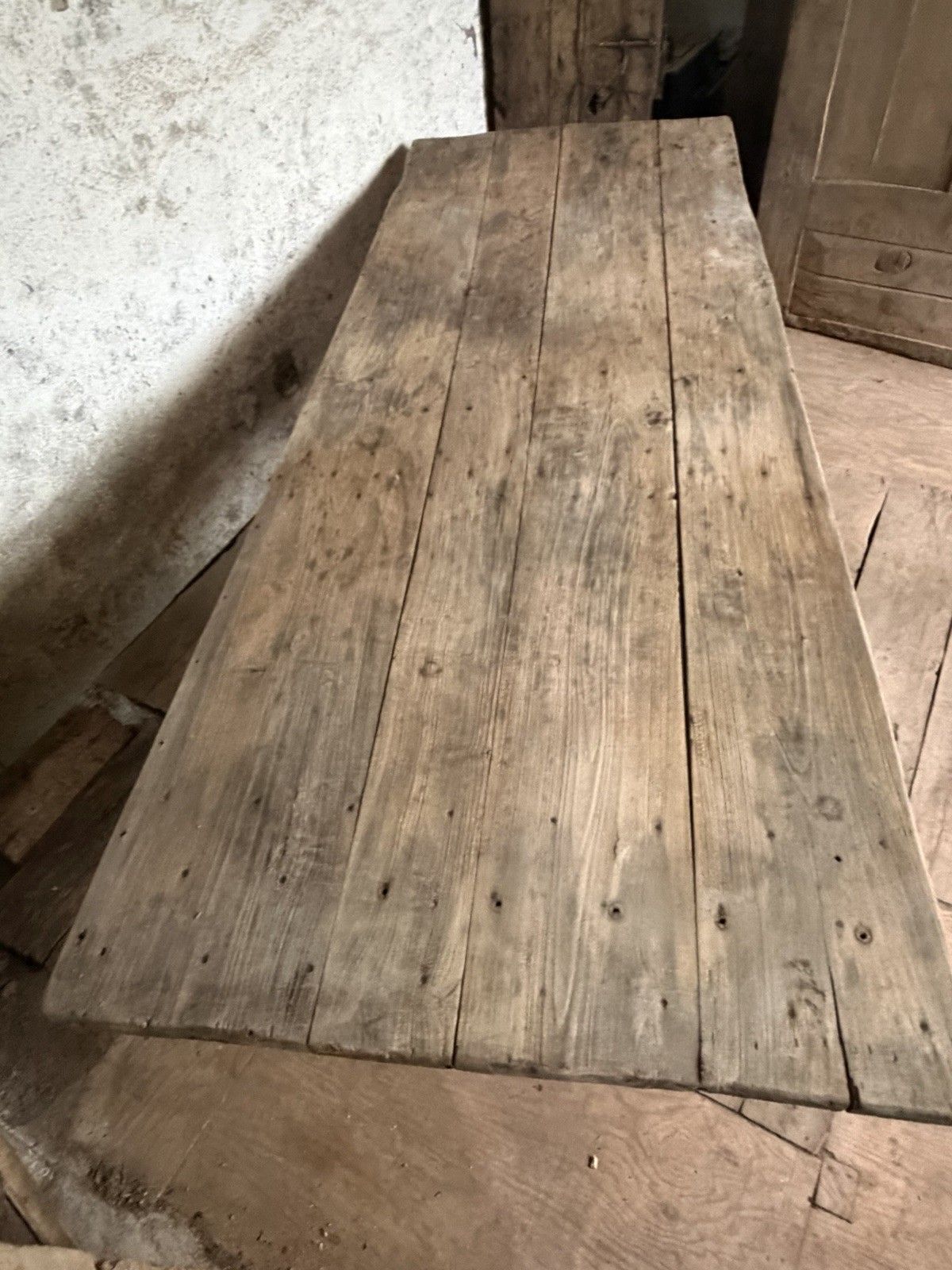 1995.0 Large Antique French Harvest / Farmhouse Work Trestle Table . Ash & Oak . photo