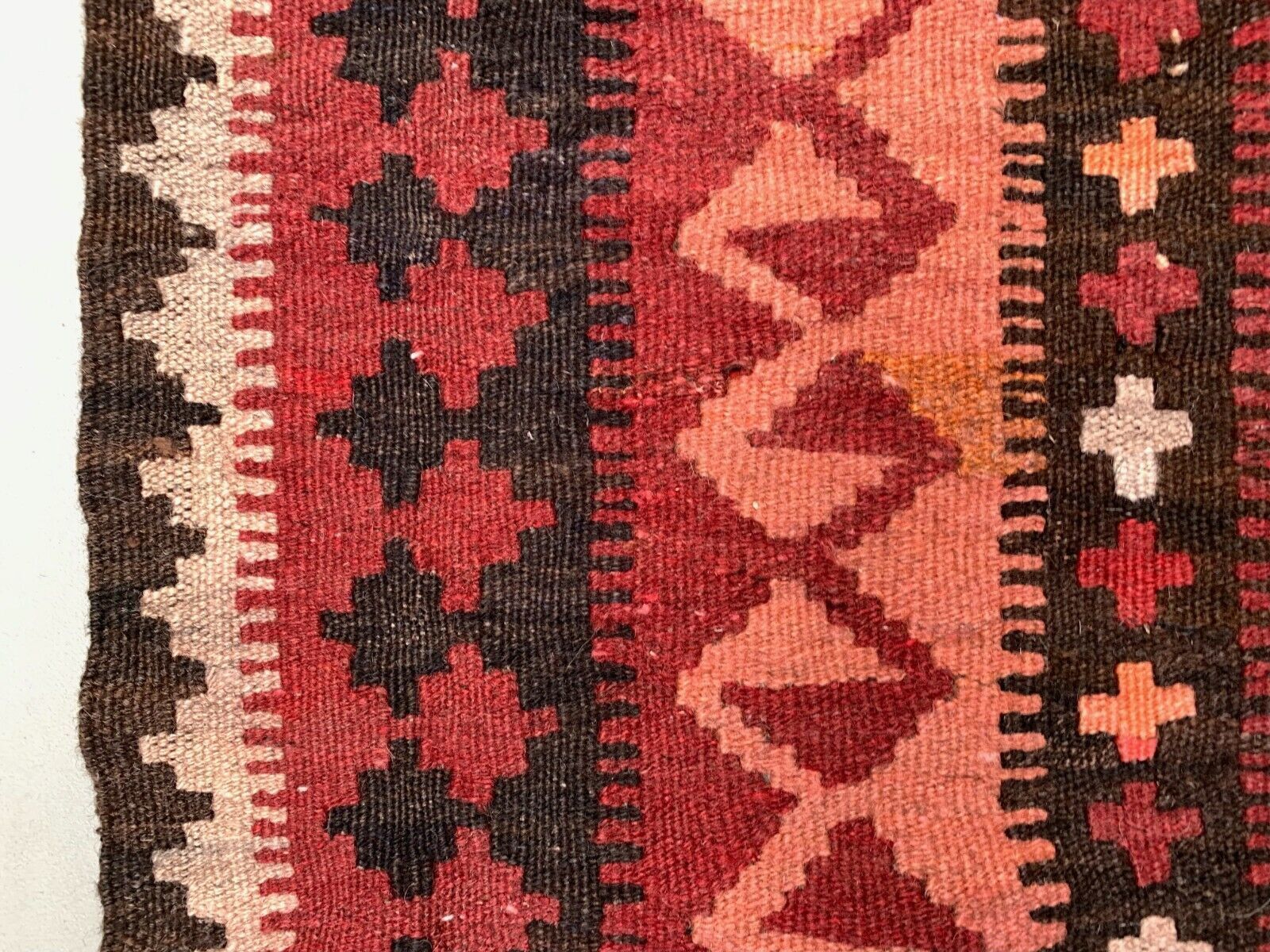 Vintage Afghan Tribal Kilim Wool Rug 185x150 Cm Red Large photo buy
