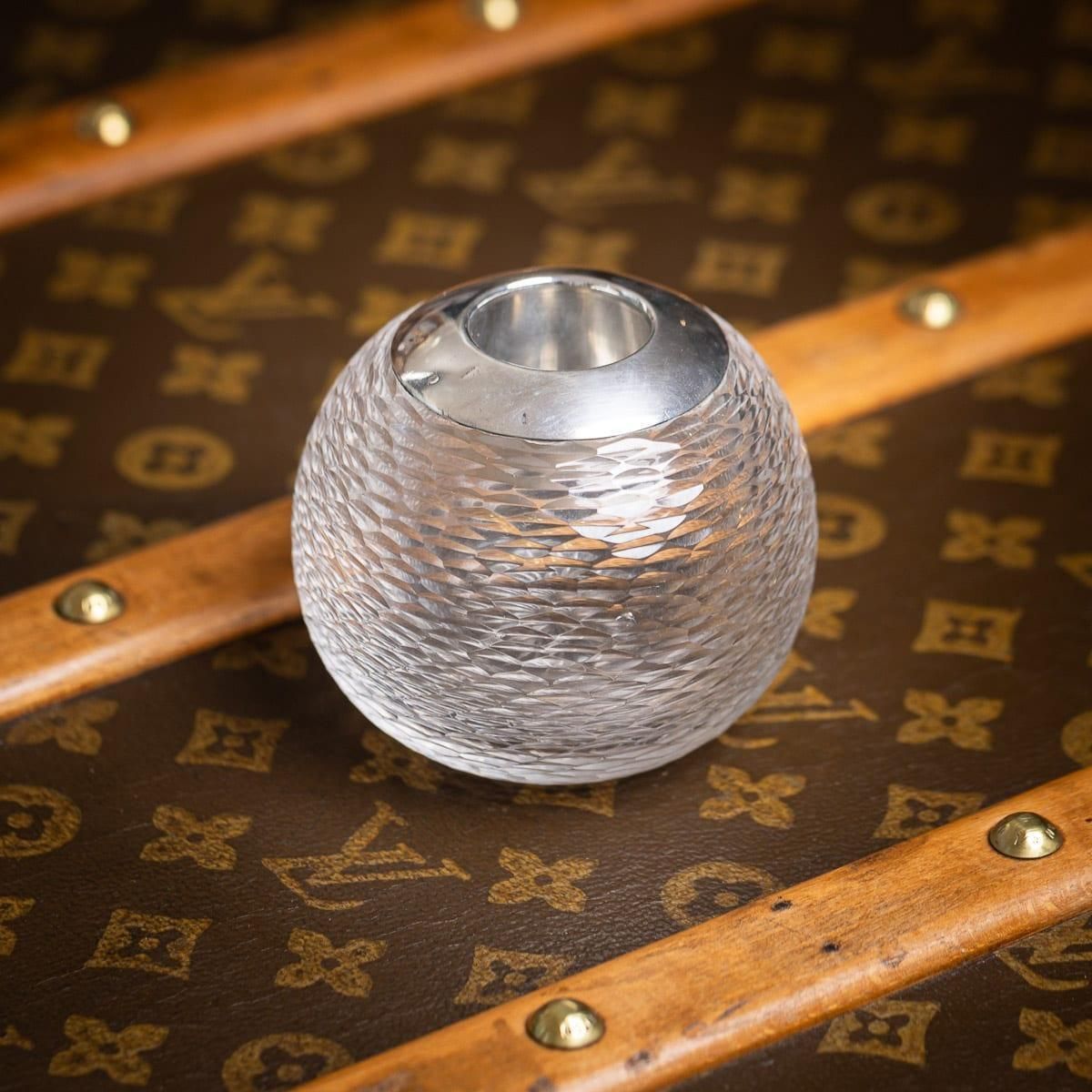 Antique 20th Century Silver Mounted Glass Match Striker By Asprey, London C.1907 photo furniture