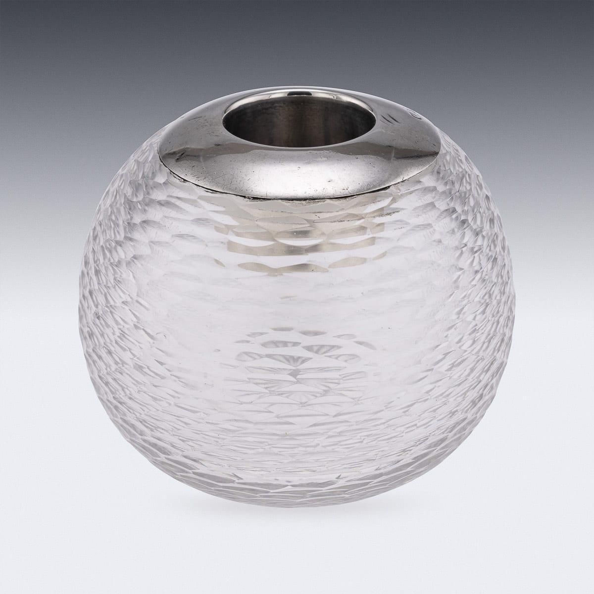 Antique 20th Century Silver Mounted Glass Match Striker By Asprey, London C.1907 photo for sale