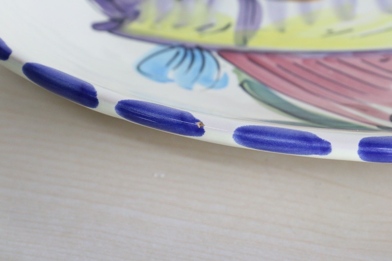 photo for sale Vintage Italian 2 X Large Vietri Al Mare Pottery Hand Painted Dishes Wall Hanger
