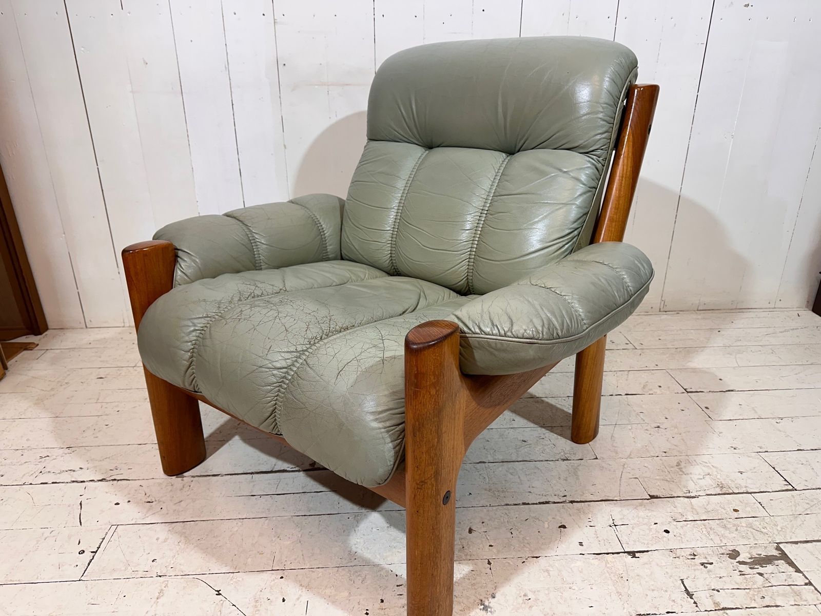 Swedish Mid Century Armchair In Distressed Leather By Ekornes photo furniture