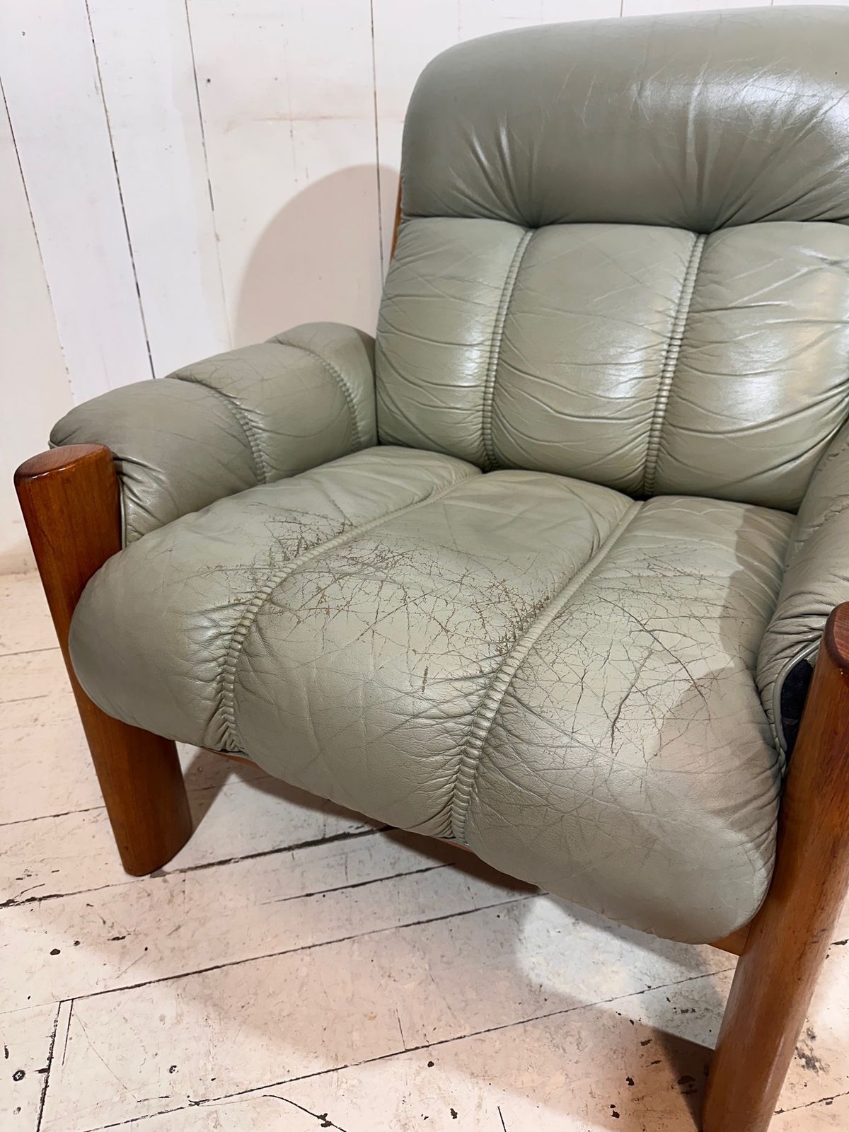 photo furniture Swedish Mid Century Armchair In Distressed Leather By Ekornes