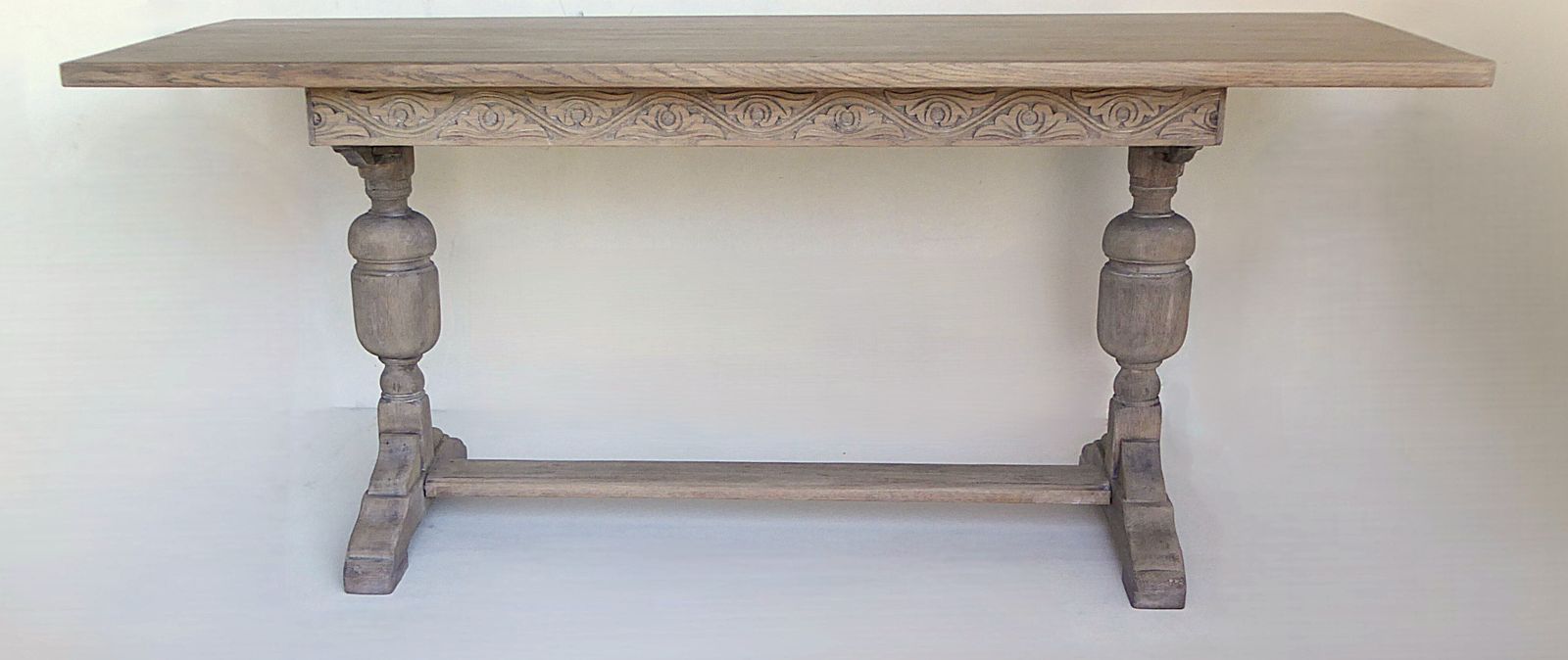 photo for sale Antique French Refectory Weathered Dining Kitchen Table 183 X 78 X 77  Seats 8