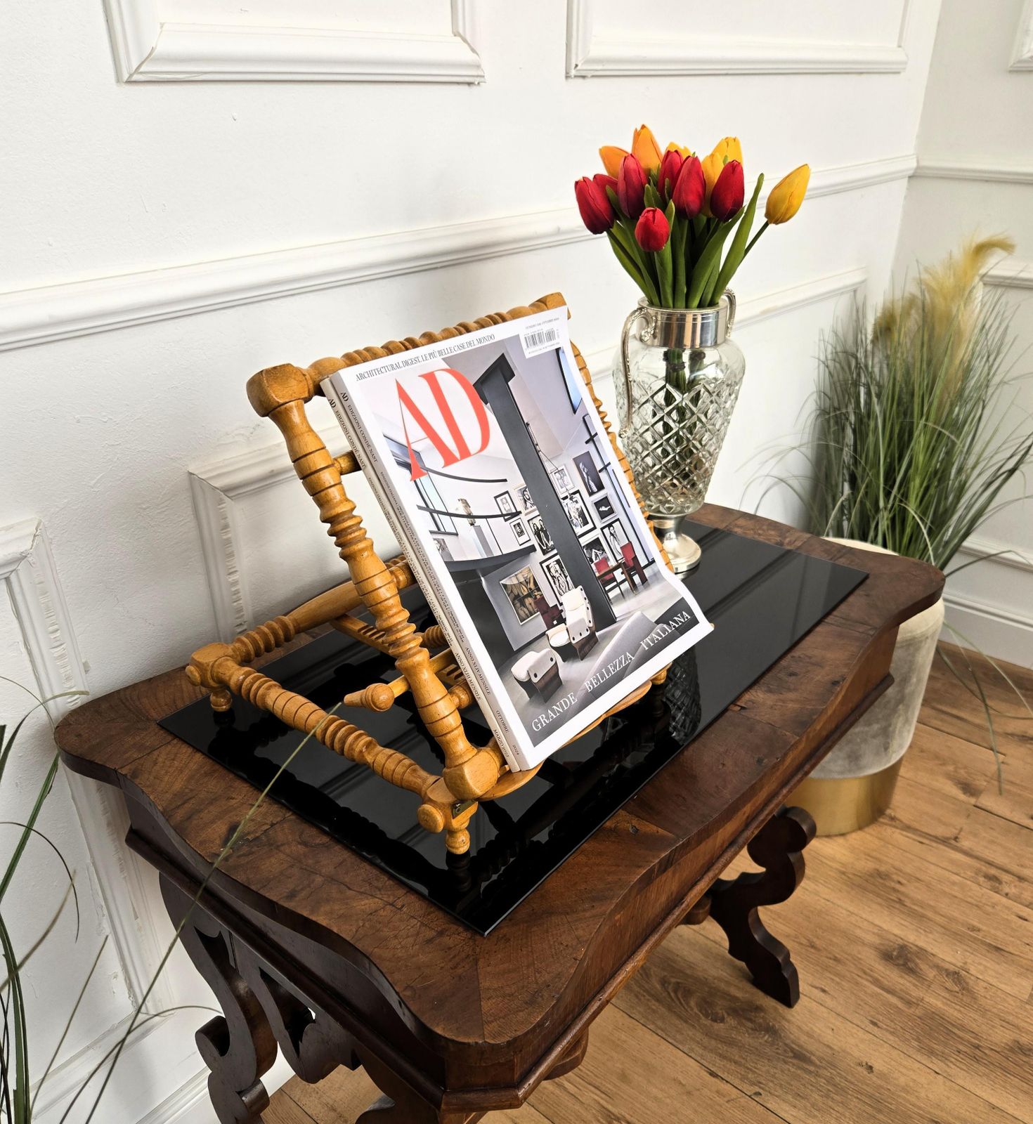 Italian Carved Decorated Adjustable Wooden Book Stand Rest photo furniture