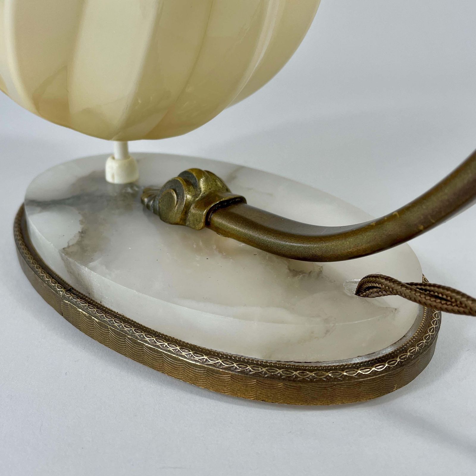 Art Deco Table Lamp, Alabaster, Opaline Glass & Brass, Germany 1920s To 1930s photo buy
