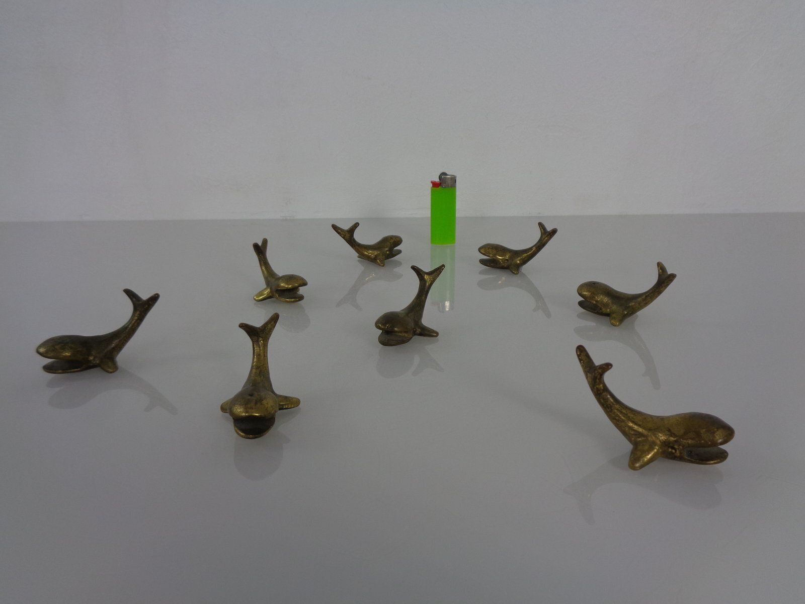 Home Decor Whale Shaped Brass Paperweights Or Knife Rests In The Style Of Walter Bosse, Austria, 1950s, Set Of 4 photo