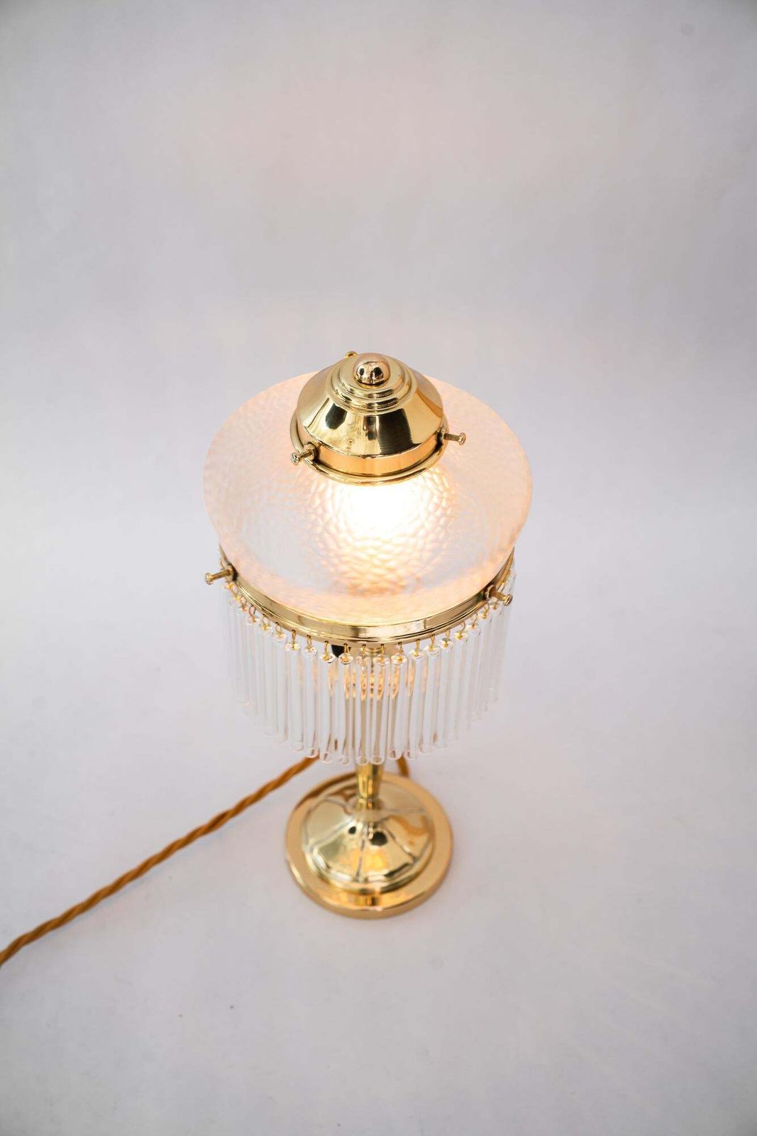 photo vinterior Art Deco Table Lamp With Palme Koenig Glass Shade And Glass Sticks Vienna 1920s