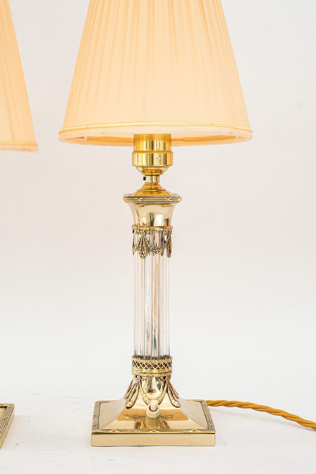 Almost Intendical Art Deco Table Lamps With Fabric Shades Vienna Around 1920s photo for sale