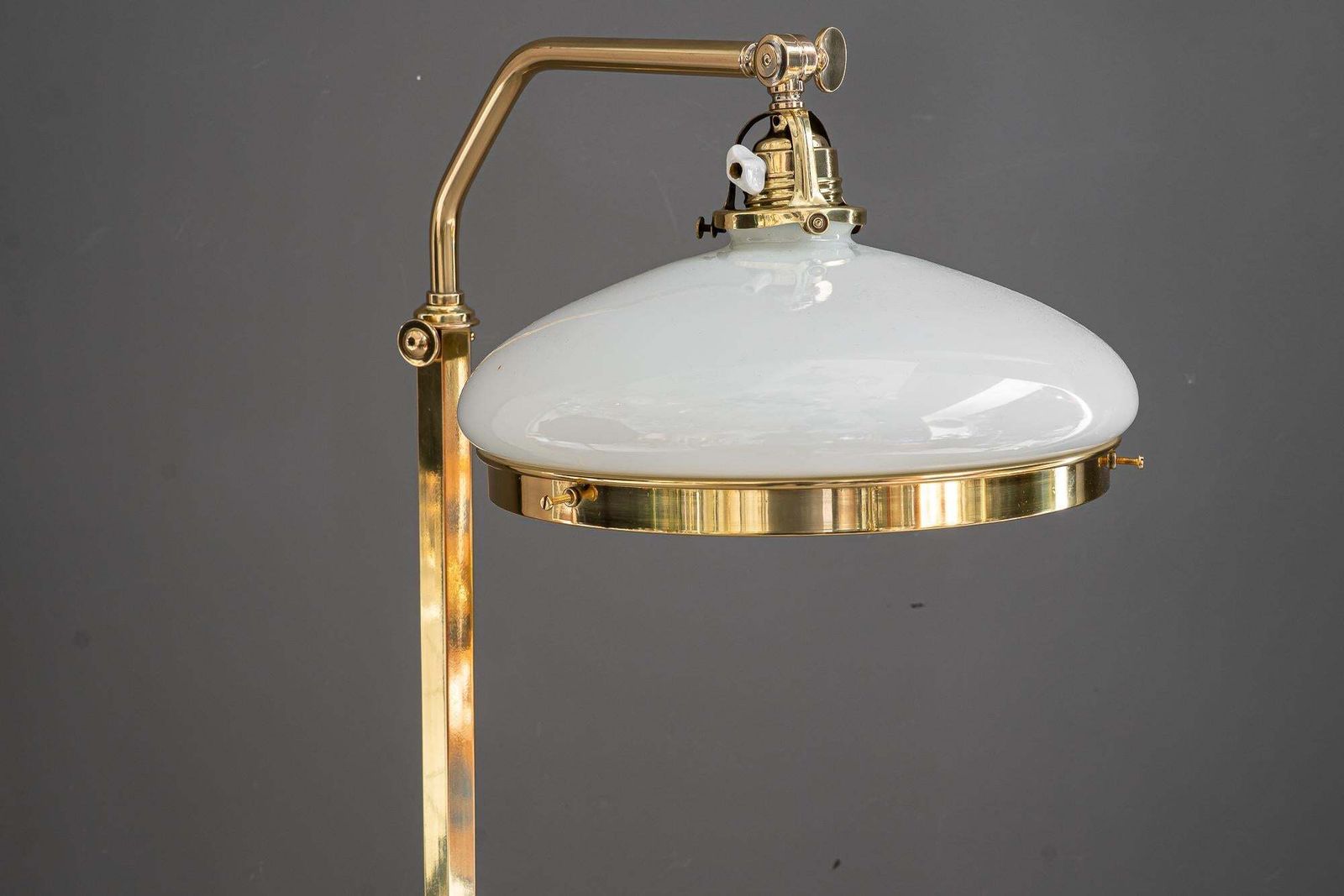 Hight Adjustable And Swiveling Floor Lamp With Opal Glass Shade Vienna 1920s photo furniture