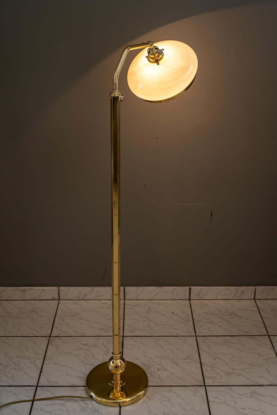 1481.0 Hight Adjustable And Swiveling Floor Lamp With Opal Glass Shade Vienna 1920s photo