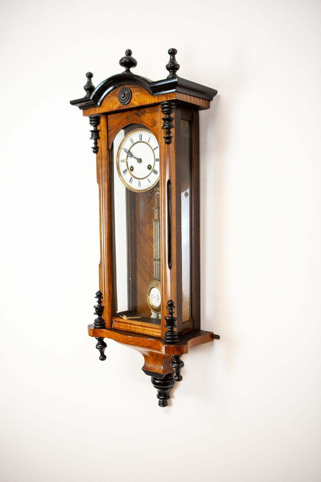 Antique Viennese Wall Clock In Fruit Wood Case, Late 19th Century photo Home Decor