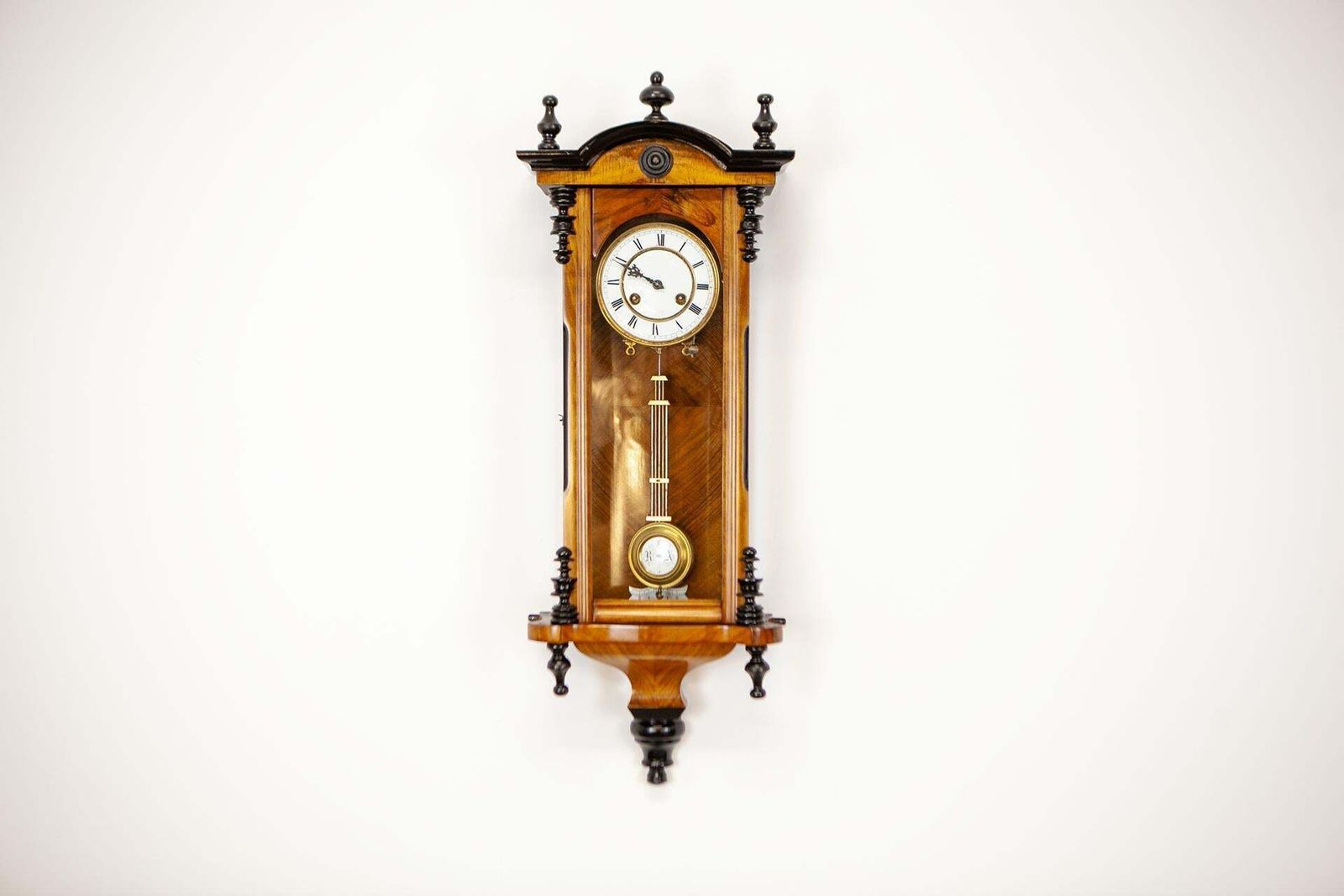 1271.0 Antique Viennese Wall Clock In Fruit Wood Case, Late 19th Century photo