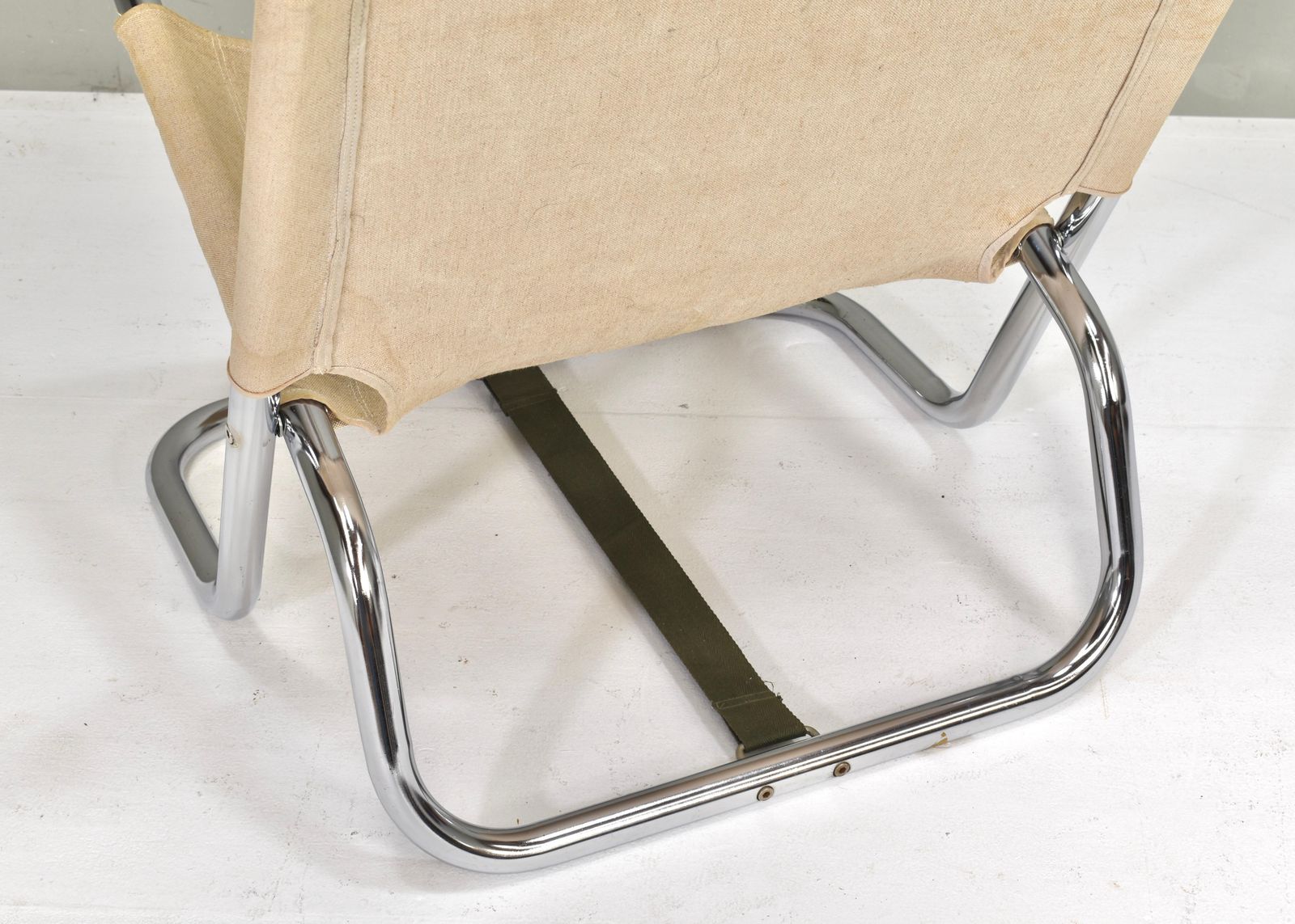 photo vintage Folding Chair By Or In The Style Of Börje Johanson In Canvas, Scandinavia 1970's