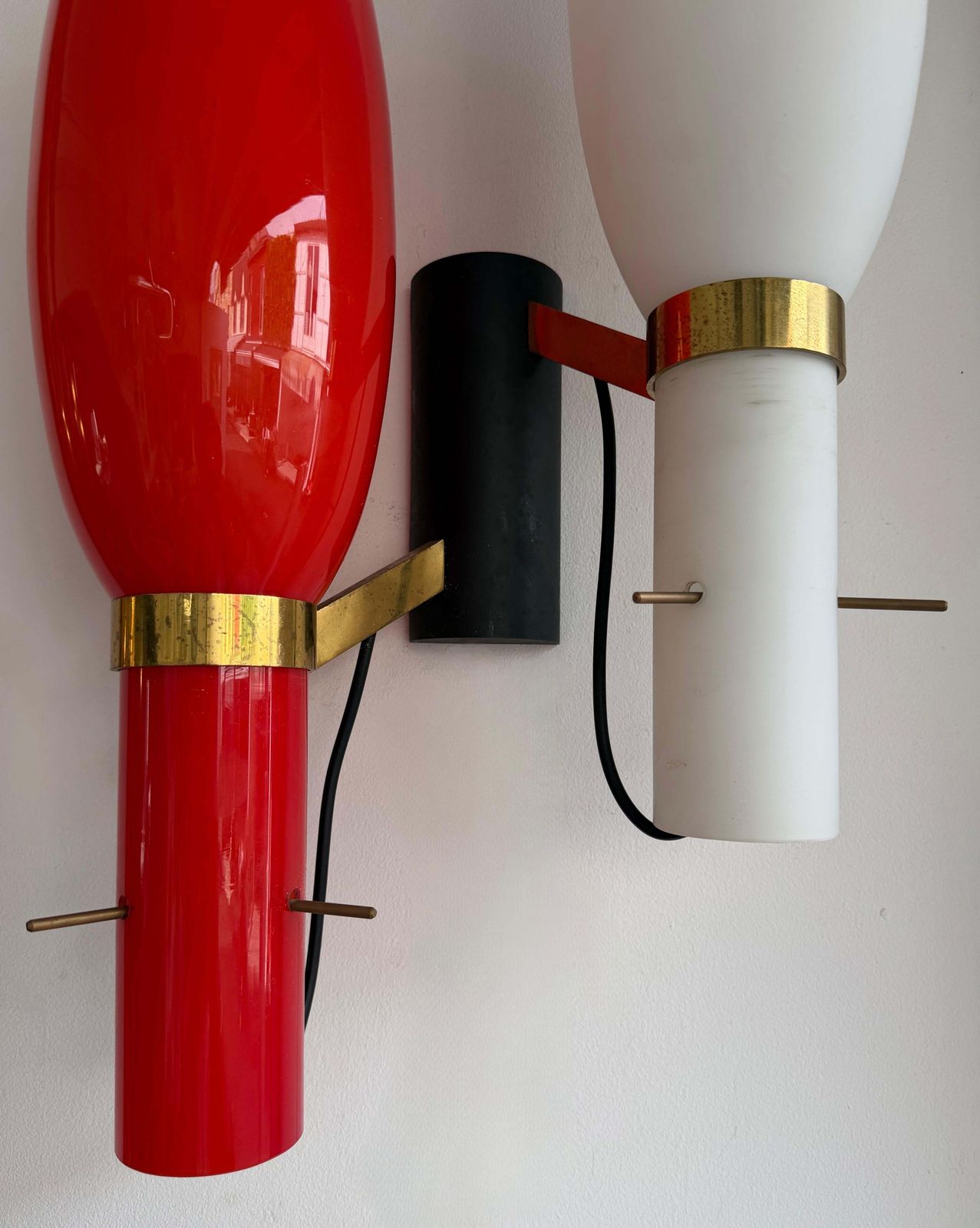 5223.0 Pair Of Sconces Brass And Glass By Stilnovo. Italy, 1950s photo