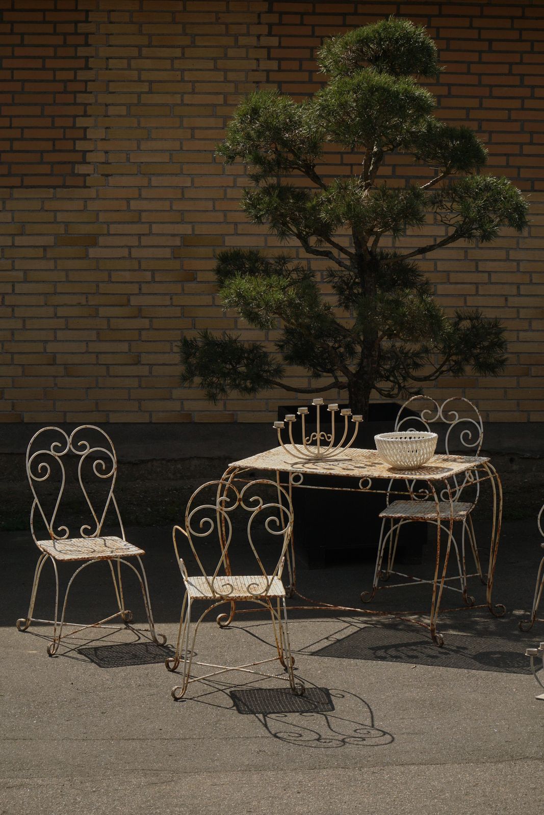 French Wrought Iron Garden Set With Table & Five Chairs, Mid 20th Century, 1950s photo furniture