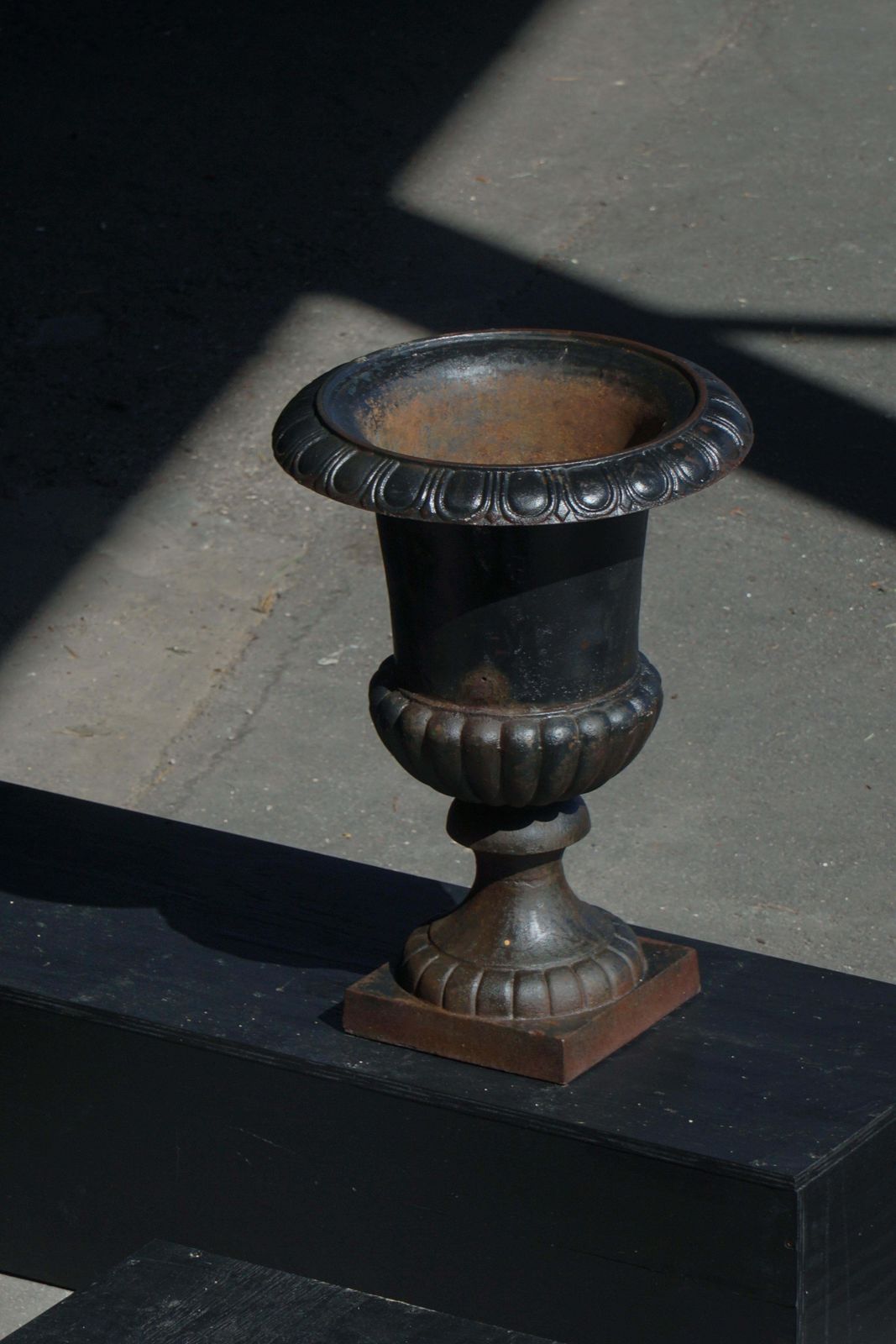 Garden Decor Decorative Cast Iron Garden Urn / Jardinière, French Neoclassical Design, 1950s photo