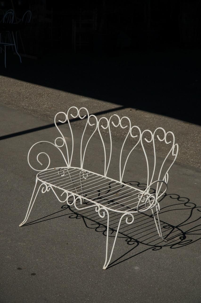 Mid 20th Century, Decorative French Wrought Iron Garden Bench, 1950s photo Garden Furniture