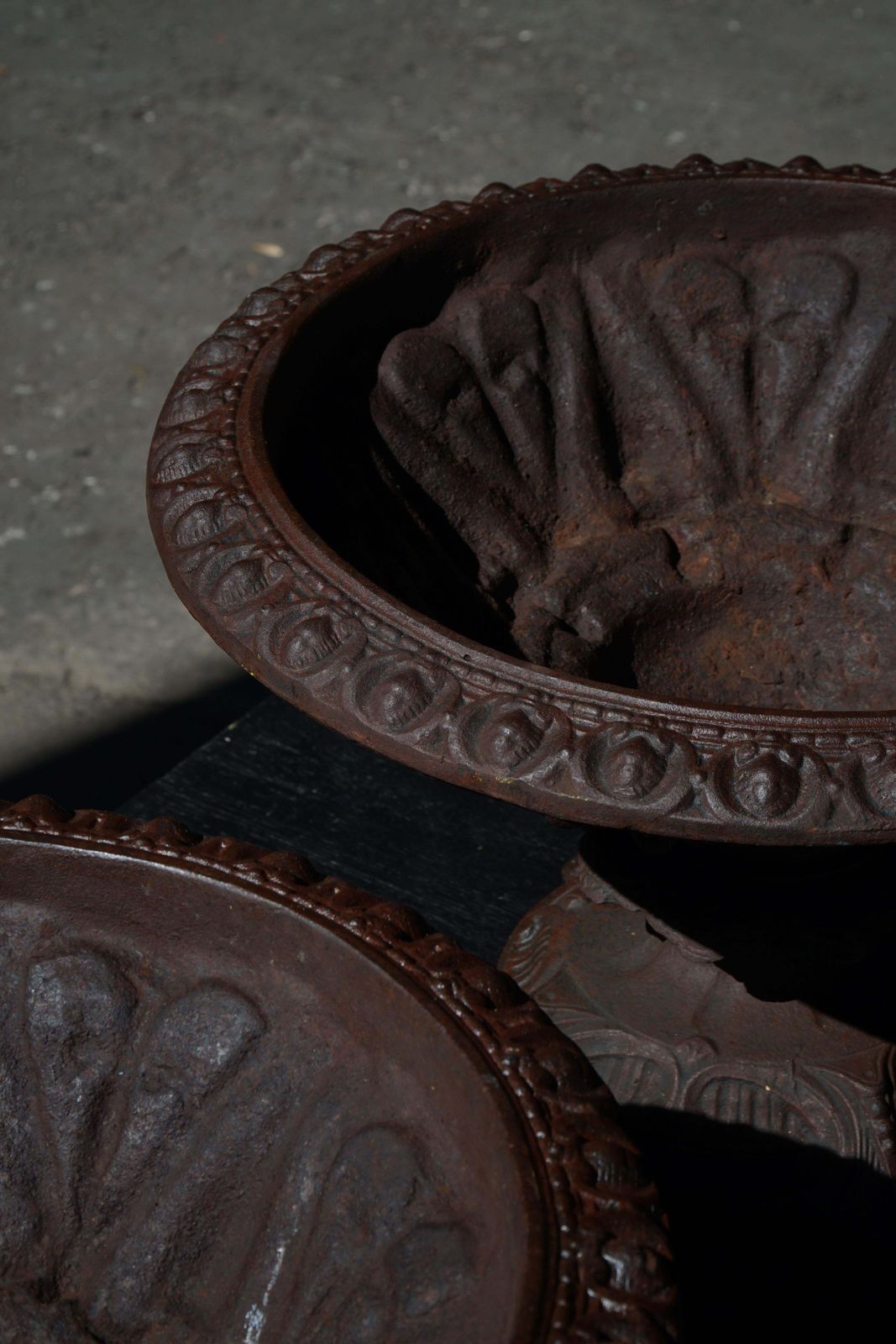 Pair Of Antique Neoclassical Cast Iron Garden Urns / Vases, French, 1900s photo buy