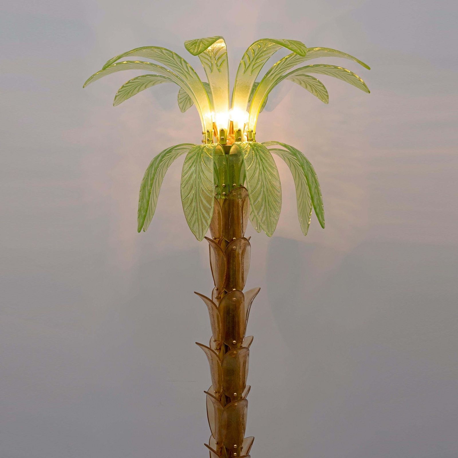 Paar Murano-glas en messing palmboom vloerlampen photo 10011.0