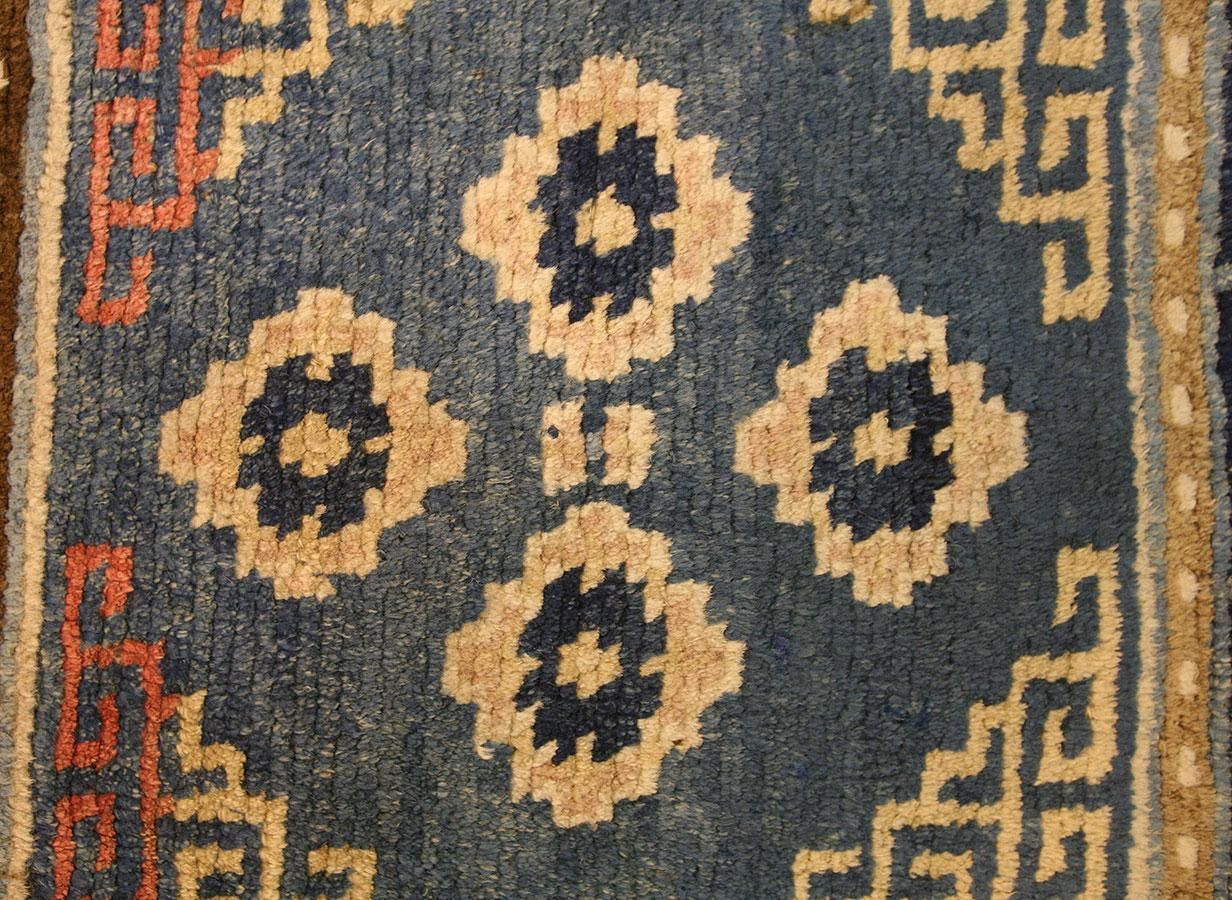 Tibetan Rug, Wool Hand Knotted , Blue Field With Rosettes photo furniture