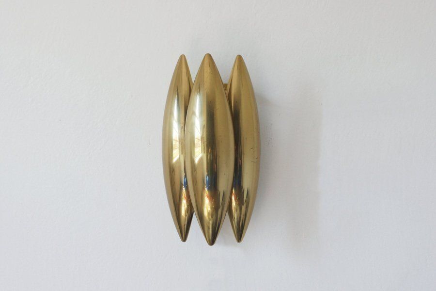 Brass Kastor Wall Lamp By Jo Hammerborg For Fog & Mørup, 1970s
