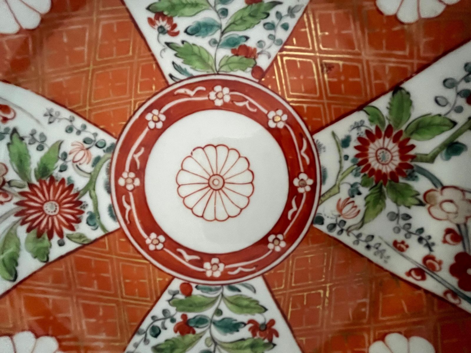 First Period Worcester Bord van DR. Wall, Porselein, Scarlet Japan Ptn, ca. 1770 photo Woonaccessoires