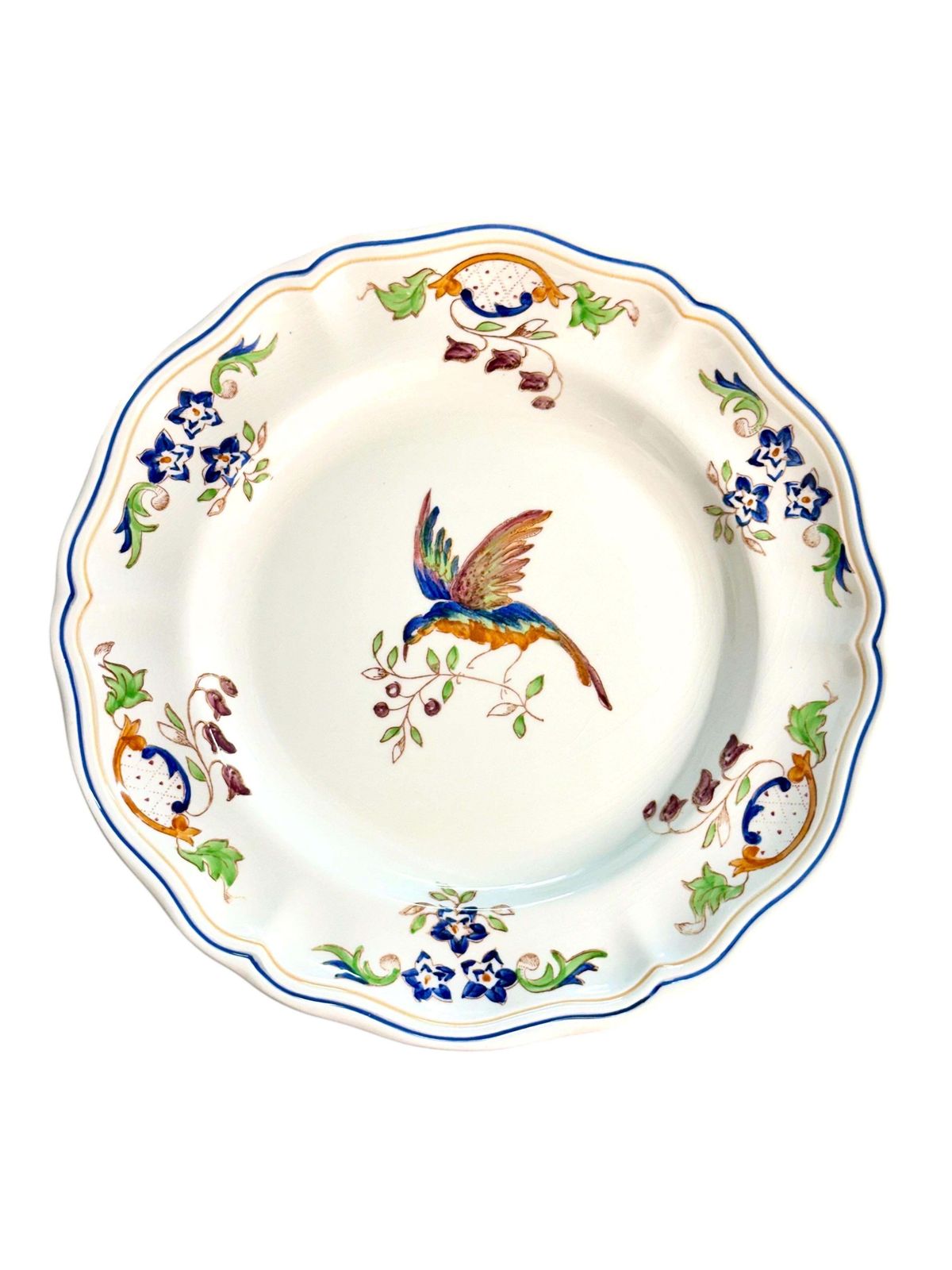 Set Of 12 Moustiers "Cléry" Hand Painted Faience Plates photo vintage