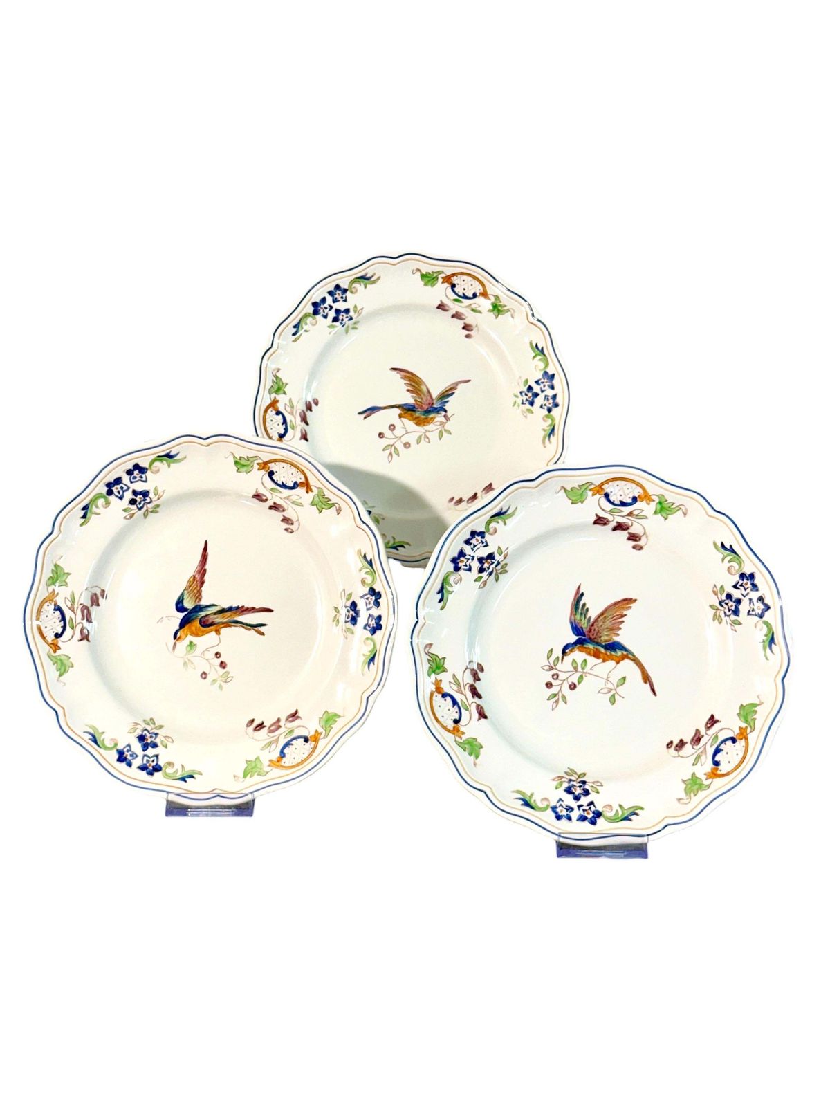 1237.0 Set Of 12 Moustiers "Cléry" Hand Painted Faience Plates photo