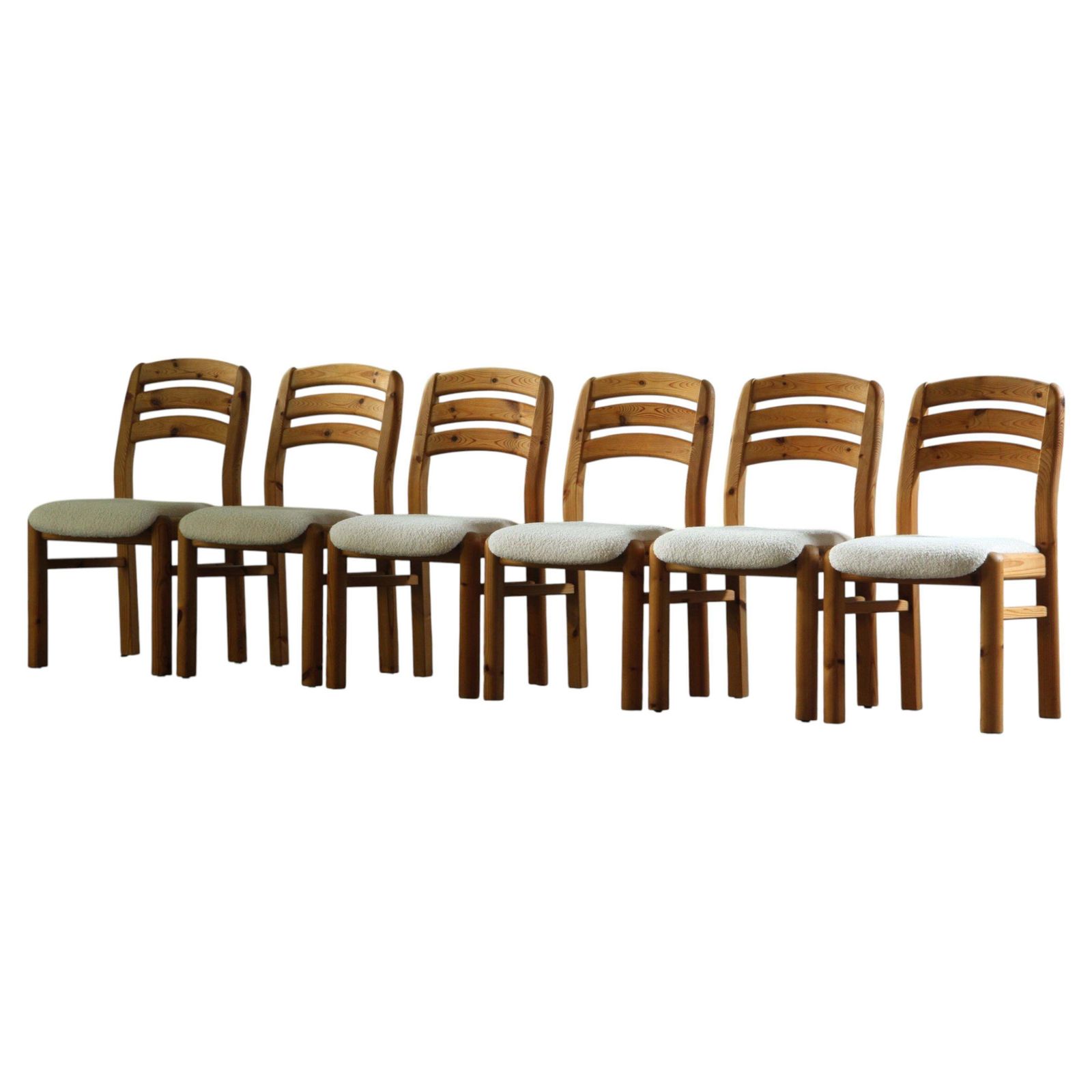 Vintage Set Of 6 Danish Pine Wood Dining Chairs 1970s/1980s By Dyrlund