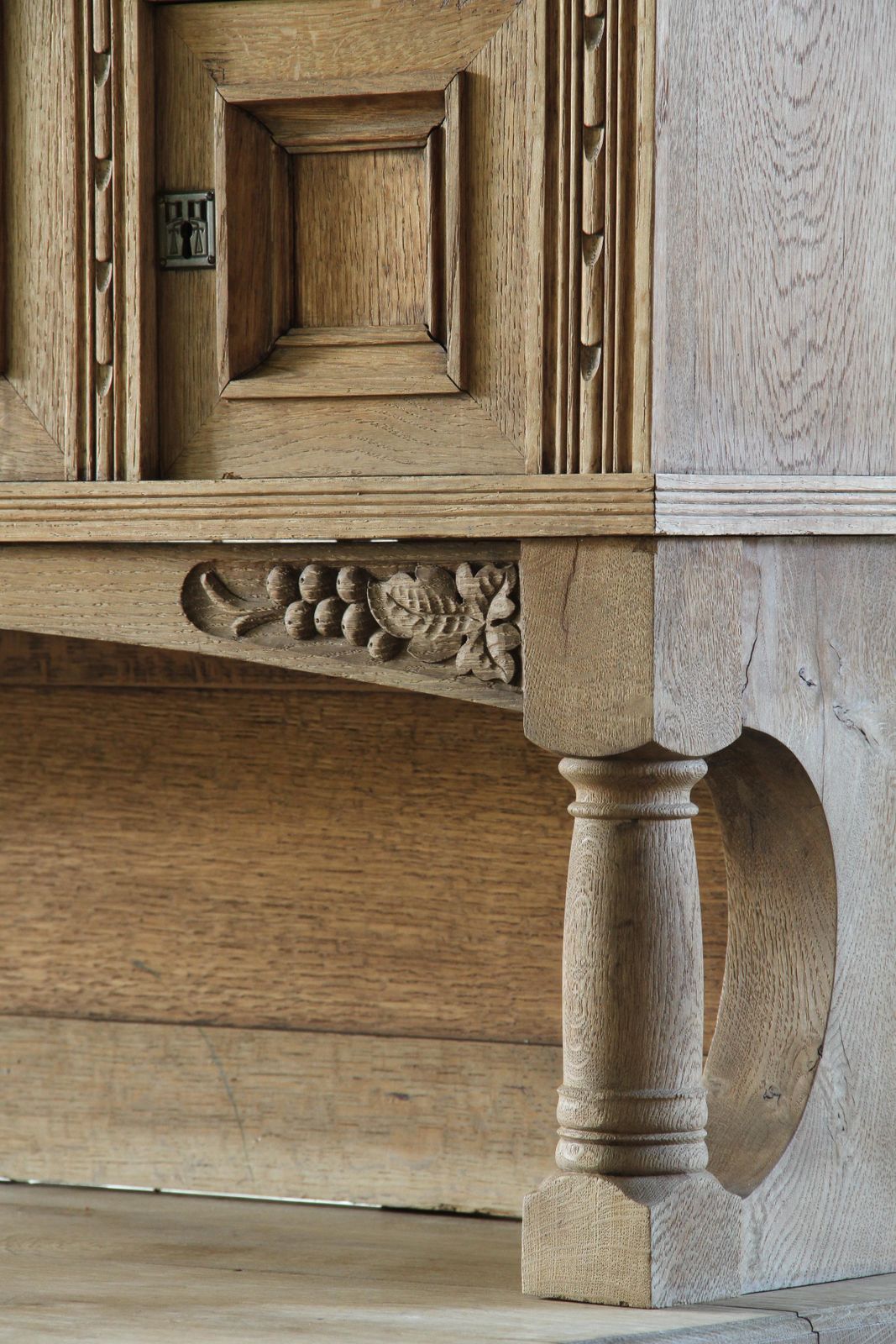 Vintage Danish Oak Buffet Cabinet With Crystal Glass Doors, Farmhouse, 1850s photo Furniture