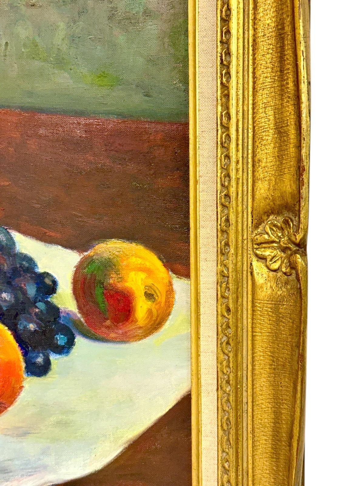 photo furniture Still Life With Fruit, Oil On Canvas, Signed B. Jacquet, 20th Century