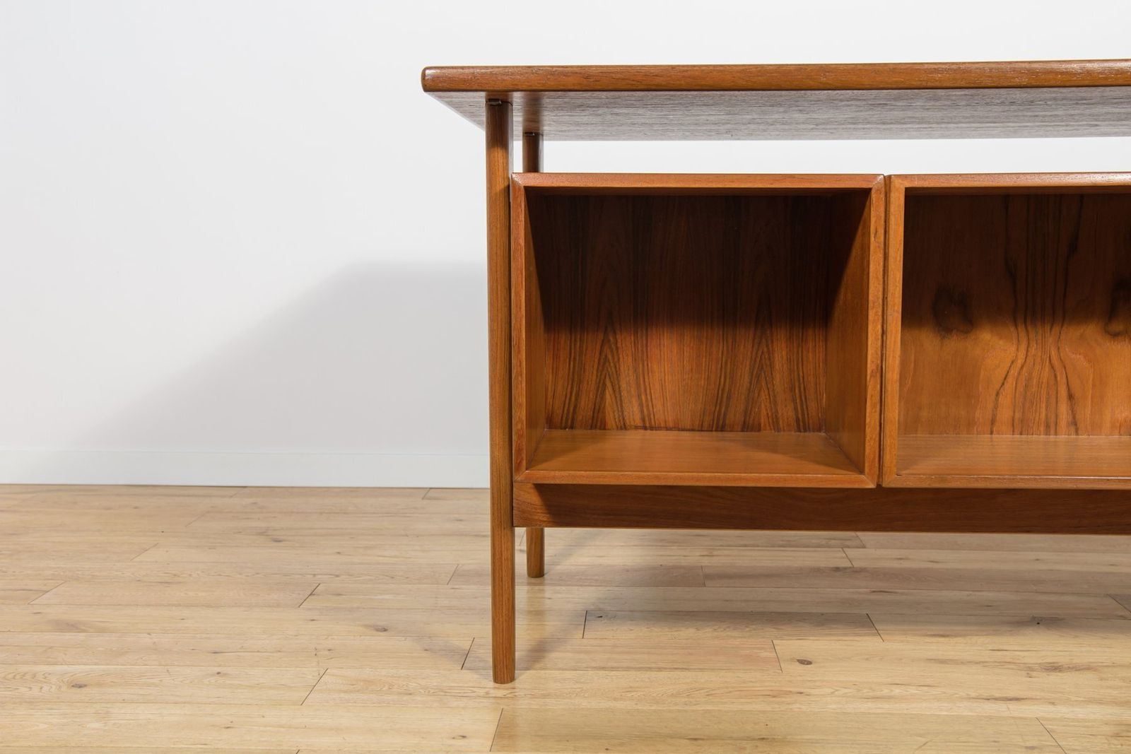 Mid Century Modern Freestanding Teak Desk By Kai Kristiansen For Feldballes Møbelfabrik, 1960s photo vintage