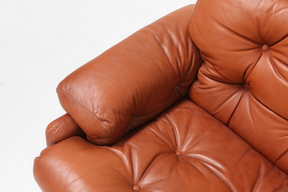 Coronado Lounge Chair In Brown Leather By Tobia Scarpa For B&B Italia, Italy, 1960s photo vinterior