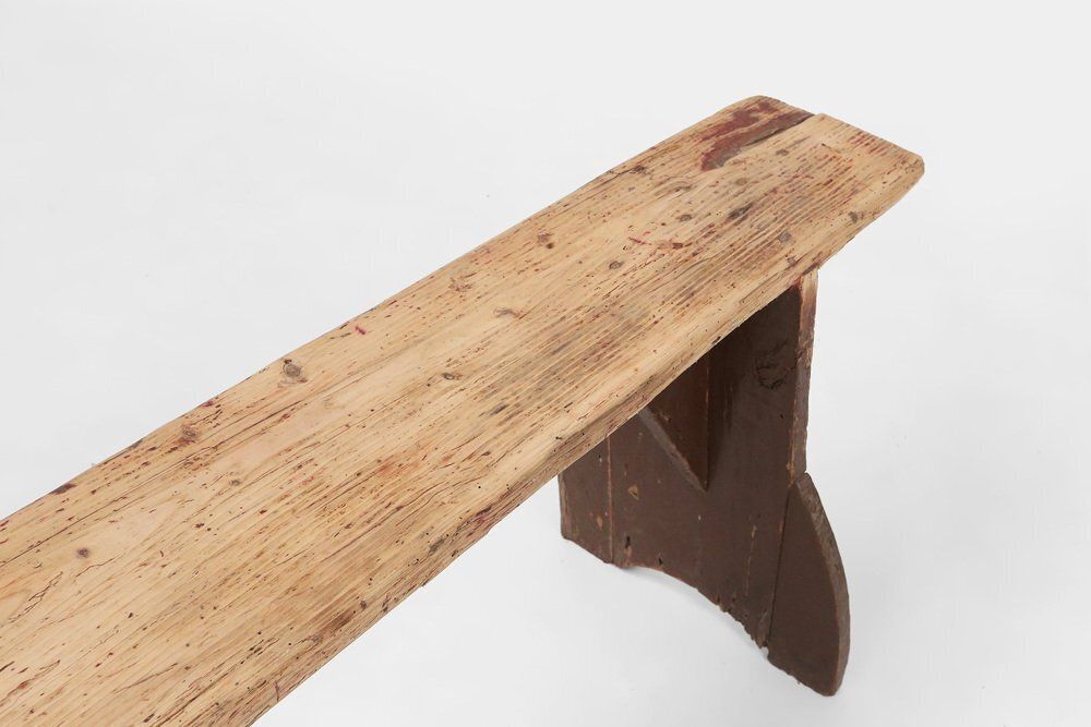 Rustic Wooden Bench With Brown Painted Feet, France, 1890s photo 1046.0