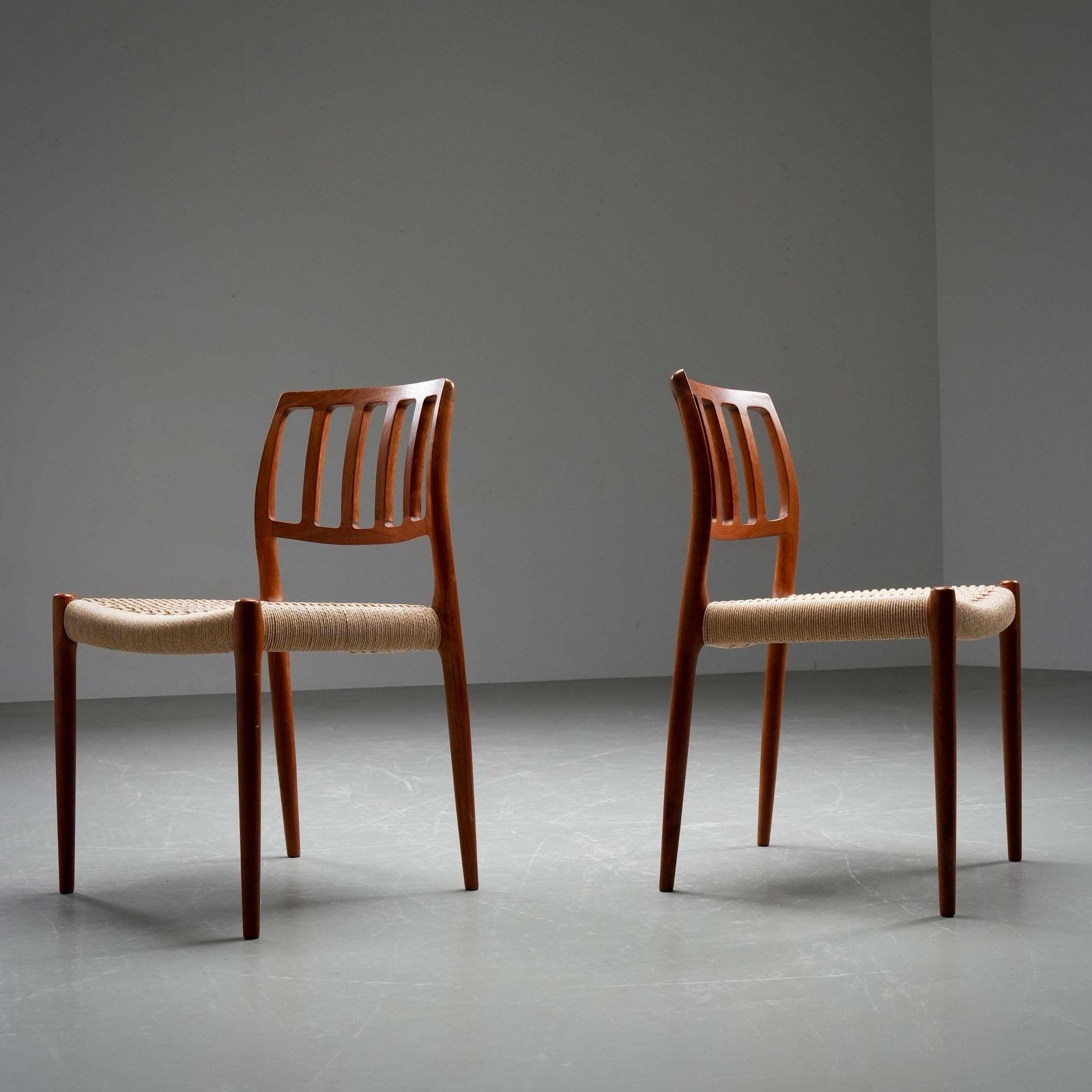 Set Of 4 Niels Otto Møller Dining Chairs In Teak And Papercord, Denmark, 1960's photo buy
