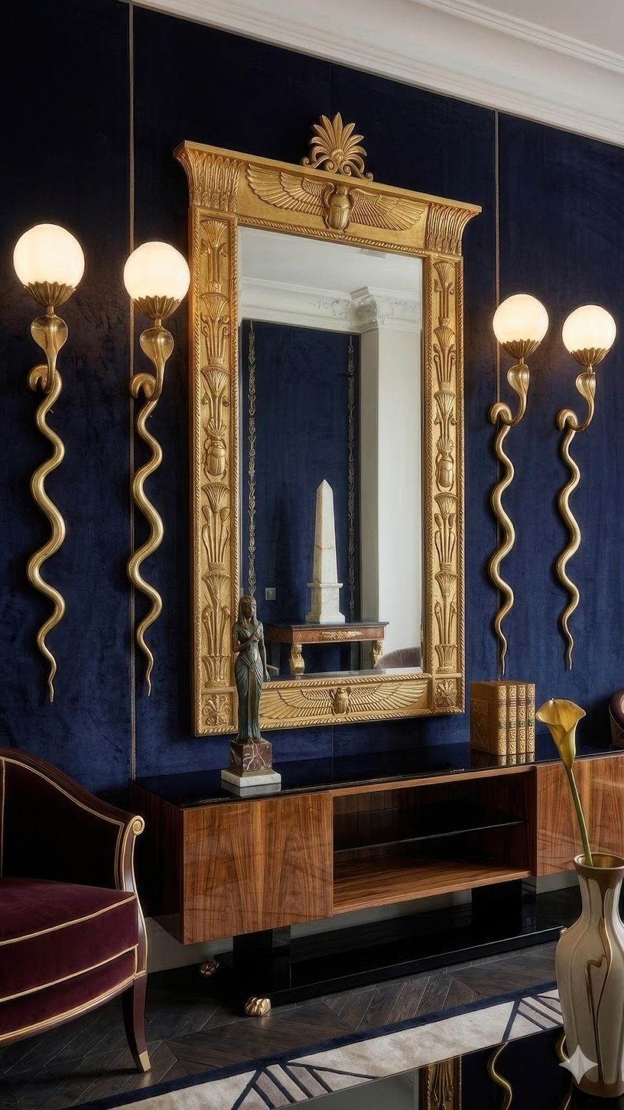 6846.0 Pair Of Brass Cobra Snake Wall Lights With Opaline Glass Shades, 1970s photo