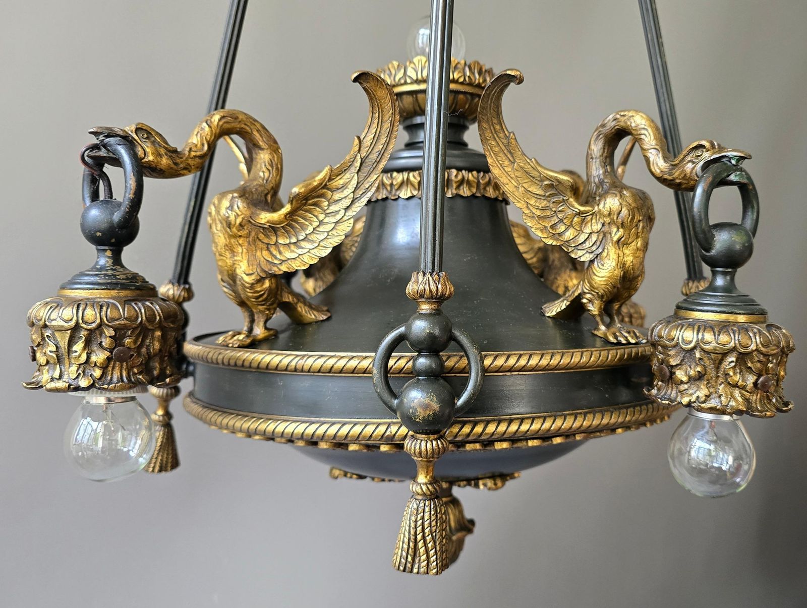 19th Century French Napoleon III Empire Revival Swan Chandelier photo vinterior