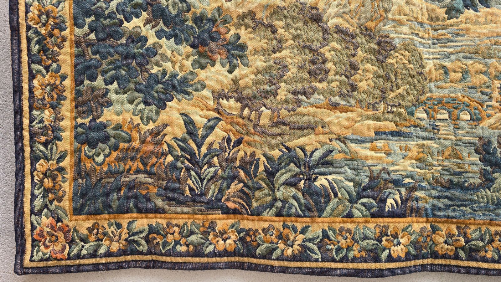 Mid Century Aubusson Style Woven Tapestry, Large Pastoral Landscape, 166 Cm photo 1706.0