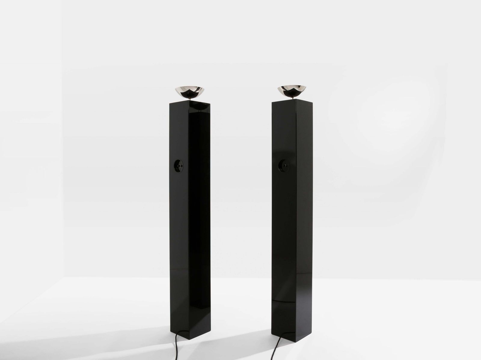 Michel Boyer Pair Of Black Lacquered And Nickeled Metal Floor Lamps 1979 photo vinterior