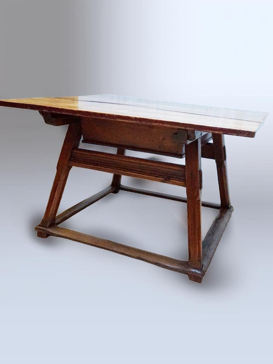 Antique Rustic European Bankers Table, 1800s photo furniture