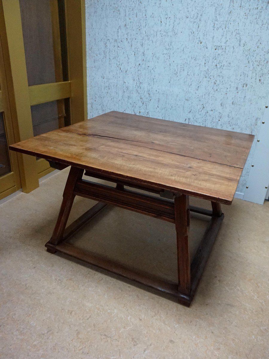 photo furniture Antique Rustic European Bankers Table, 1800s